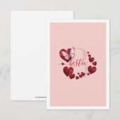 Pink Butterfly with Heart Leaves Bestie ノートカード (正面/裏面)