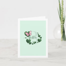 Pink Butterfly with Heart Leaves Bestie Card カード