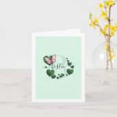 Pink Butterfly with Heart Leaves Bestie Card カード (黄色い花)