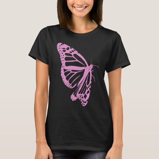 Pink Butterfly Women's Artistic and Minimal Aesthe Tシャツ (正面)