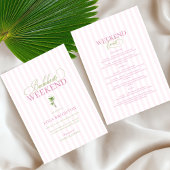 Pink Cabana Stripe Palm Beach Bachelorette Party 招待状