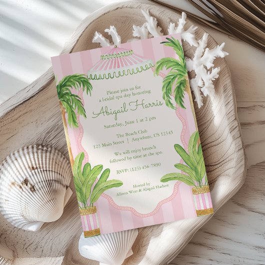 Pink Cabana Stripes Palm Beach  招待状