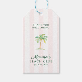 Pink Cabana Stripes Palm Beach Club Thank You ギフトタグ