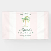 Pink Cabana Stripes Palm Beach Club Welcome 横断幕 (横)