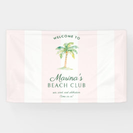 Pink Cabana Stripes Palm Beach Club Welcome 横断幕