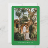 Pink Cabana Stripes Palm Tree Monogram Wedding セーブザデート (裏面)