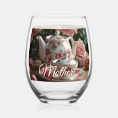 Pink Cabbage Rose Tea ステムなしワイングラス (裏面)