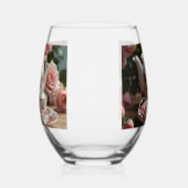 Pink Cabbage Rose Tea ステムなしワイングラス (左)