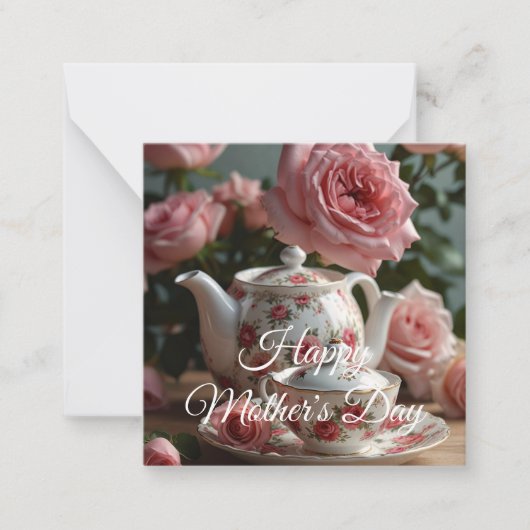 Pink Cabbage Rose Tea  ノートカード (正面)