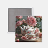 Pink Cabbage Rose Tea  マグネット (正面/裏面)