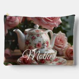 Pink Cabbage Rose Tea Print Cut Sew Bag アクセサリーポーチ