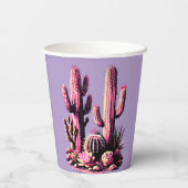 Pink Cacti Batch-Light Purple Background 紙コップ (裏面)