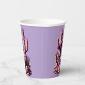 Pink Cacti Batch-Light Purple Background 紙コップ (右)