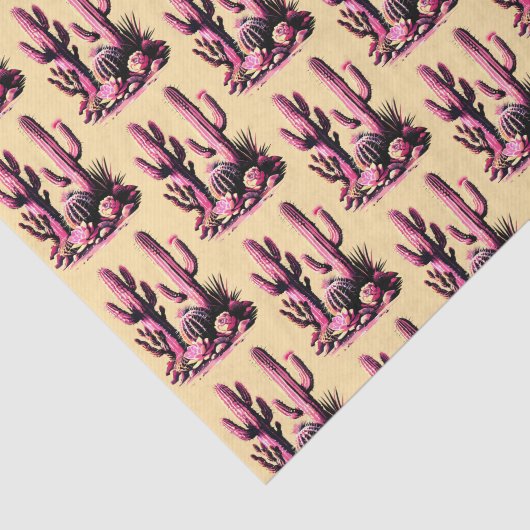Pink Cacti Batch-Tan Background 薄葉紙 (詳細)