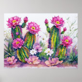 Pink Cactus Desert Flowers Art Poster - Arizona! ポスター (正面)