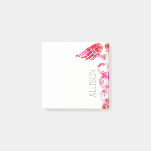 Pink Caduceus Medicalパーソナライズなナースの博士 ポストイット (正面)