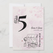 Pink Café Sketch Wedding Reception Table Number サンキューカード (裏面)