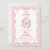 Pink Cake Sweetheart First Birthday 招待状 (正面)