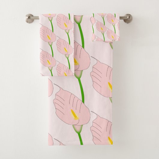 Pink Cala Lily Design バスタオルセット (インサイチュ)