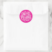Pink Calligraphy Merry Christmas Envelope Seal ラウンドシール (バッグ)