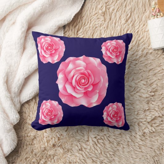 Pink Camellia Bloom クッション (ブランケット)