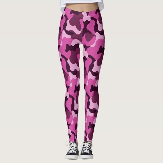 Pink Camo Girly Y2K Street Style レギンス (正面)