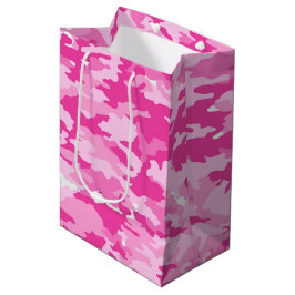 Pink Camo Pattern – Breast Cancer Awareness ミディアムペーパーバッグ