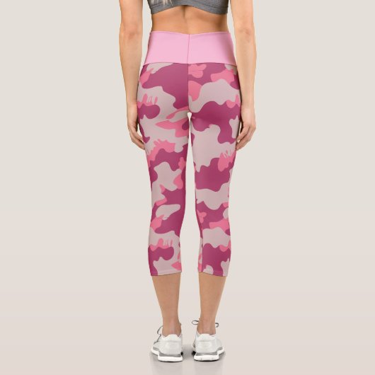 Pink Camo Pattern High Waisted Capris カプリレギンス (裏面)