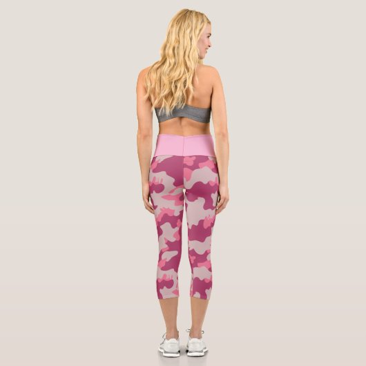 Pink Camo Pattern High Waisted Capris カプリレギンス (裏面)