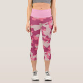 Pink Camo Pattern High Waisted Capris カプリレギンス (正面)