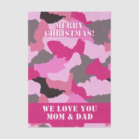 Pink Camouflage Custom Merry Christmas 薄葉紙 (正面)