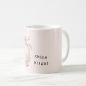 Pink Candle Bow Shine Bright コーヒーマグカップ (正面右)