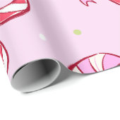 Pink Candy Cane Christmas ラッピングペーパー (ロールコーナー)