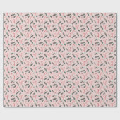 Pink Candy Cane & Holly Christmas Wrapping Paper ラッピングペーパー (フラット)