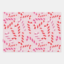 Pink Candy Cane Wrapping Paper ラッピングペーパーシート