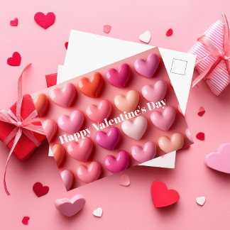 Pink Candy Hearts Valentine`s Day Card  ポストカード