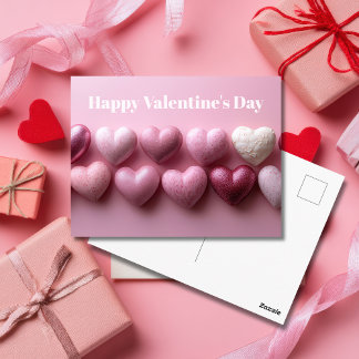 Pink Candy Hearts Valentine`s Day Card  ポストカード