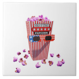 Pink Candy Popcorn and 3D Movie glasses タイル