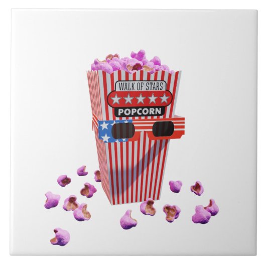 Pink Candy Popcorn and 3D Movie glasses タイル (正面)