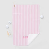 Pink Candy Stripe Design Tiny Initials Monogram ゴルフタオル (インサイチュ)