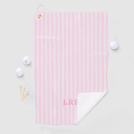 Pink Candy Stripe Design Tiny Initials Monogram ゴルフタオル