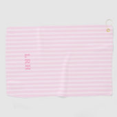 Pink Candy Stripe Design Tiny Initials Monogram ゴルフタオル (横)