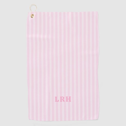 Pink Candy Stripe Design Tiny Initials Monogram ゴルフタオル (正面)