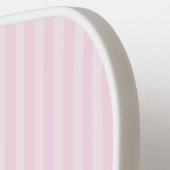 Pink Candy Stripe Design Tiny Initials Monogram ピックルボールラケット (左詳細)