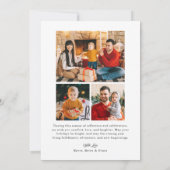 Pink Candy Stripes Merry Christmas Photo シーズンカード (裏面)