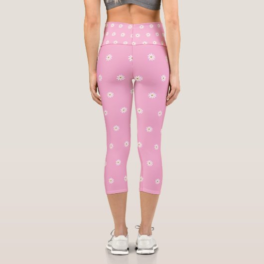 Pink Capri Leggings with Blooming Flower Pattern カプリレギンス (裏面)