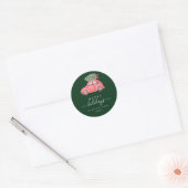 Pink Car Happy Holiday Script Round Sticker ラウンドシール (封筒)