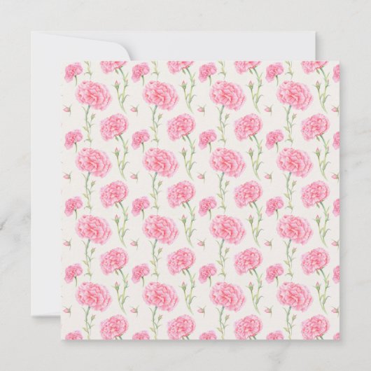 Pink Carnation Floral Bridal Shower Invitation (裏面)