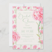 Pink Carnation Floral Bridal Shower Invitation 招待状 (正面)