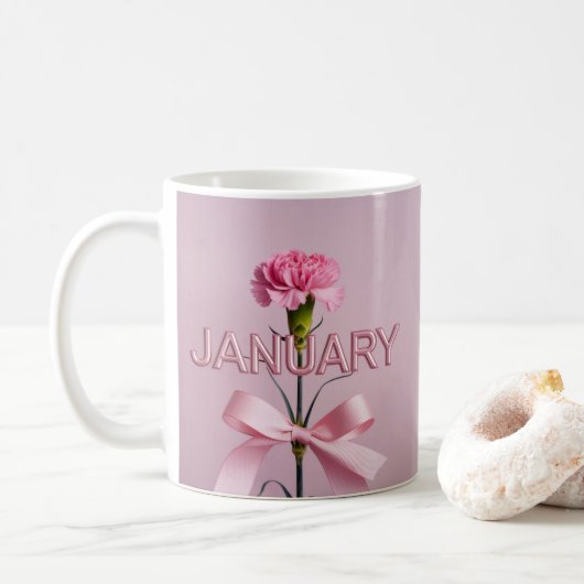 Pink Carnation January Flower Classic Mug コーヒーマグカップ (ドーナツ)